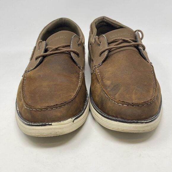 Skechers Status 2.0 Former Boat Shoes Mens 13 Brown Leather Loafer Lace Up Deck main image 14